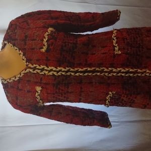 NEW, OUTER COAT, FULLY LINED LUREX BRAIDED ACCENTS